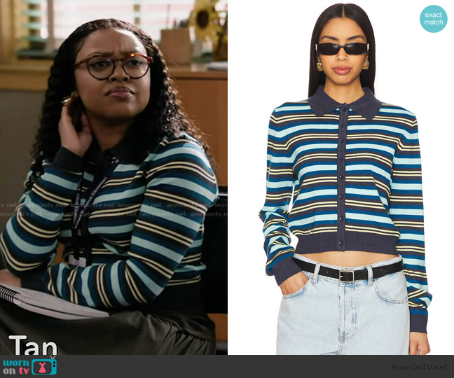 Lioness Awakening Cardigan worn by Janine Teagues (Quinta Brunson) on Abbott Elementary