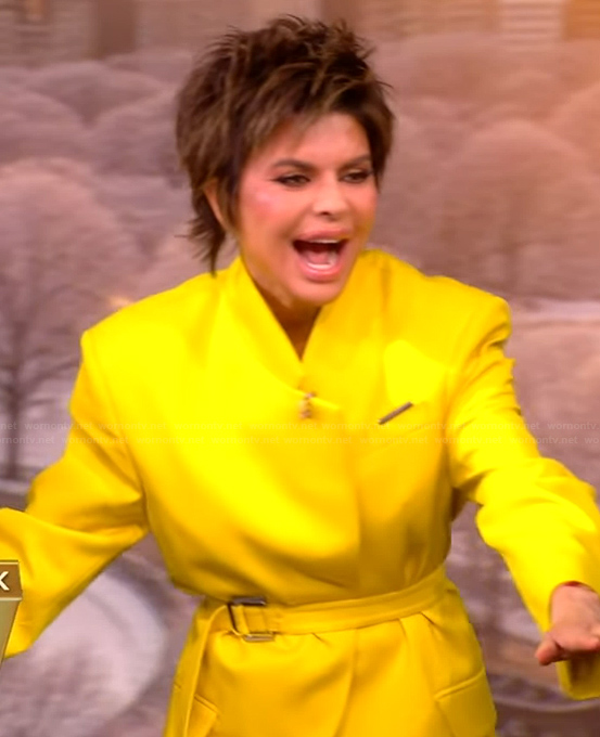 Lisa Rinna’s yellow belted jacket on The View
