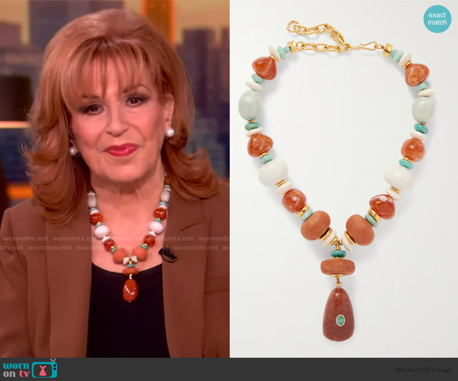 Lizzie Fortunato Andamento gold-plated multi-stone and bone necklace worn by Joy Behar on The View
