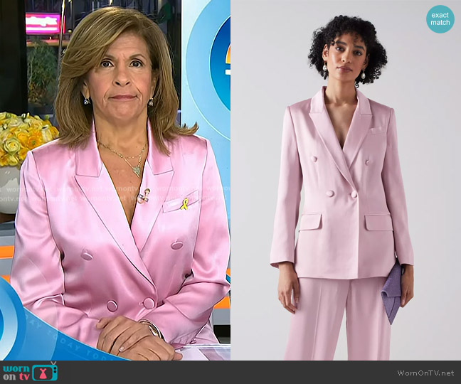 LK Bennett Rose Italian Satin Jacket in Pink worn by Hoda Kotb on Today