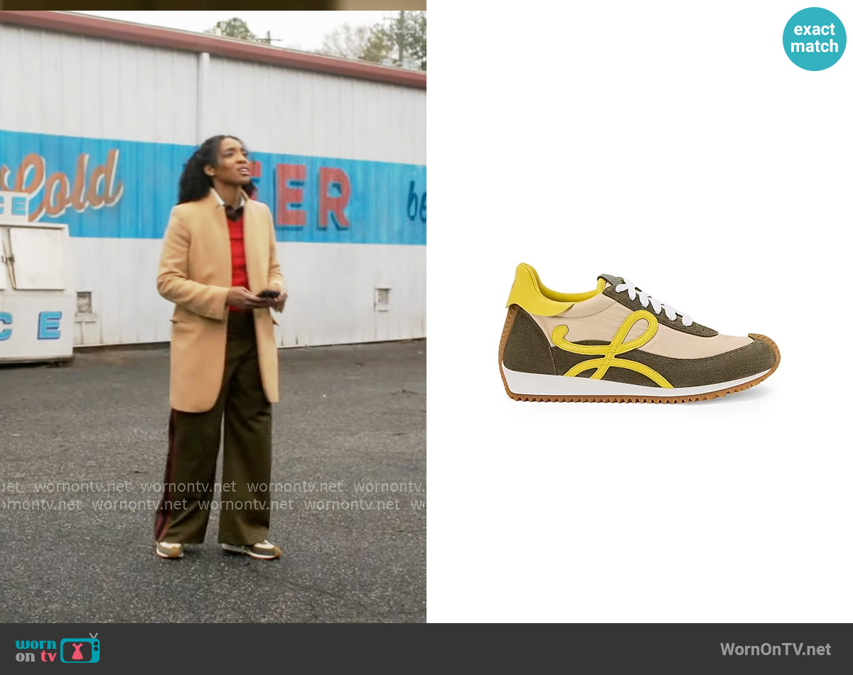 Loewe Flow Runner 2.0 Sneakers in Cream Yellow Olive Green worn by Faith Mitchell (Iantha Richardson) on Will Trent
