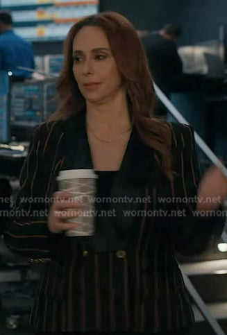 Maddie’s black striped blazer on 9-1-1