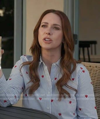 Maddie’s blue striped heart embroidered shirt on 9-1-1