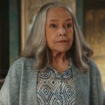 Madeline’s blue printed top on Matlock