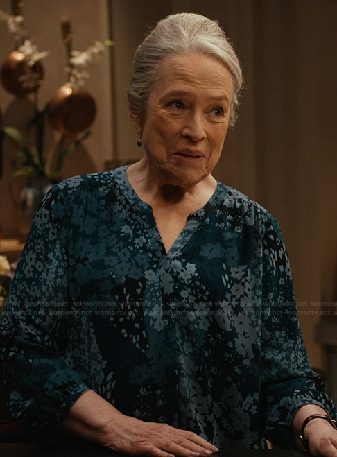 Madeline’s blue floral print top on Matlock