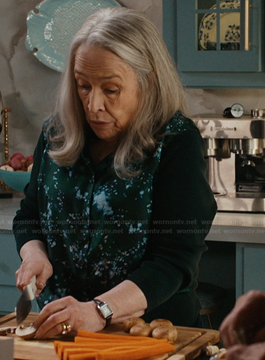 Madeline’s green floral print cardigan on Matlock