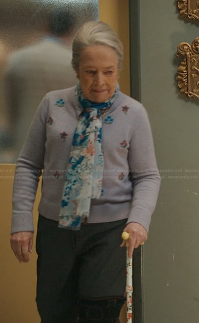 Madeline’s lavenda floral embroidered cardigan on Matlock
