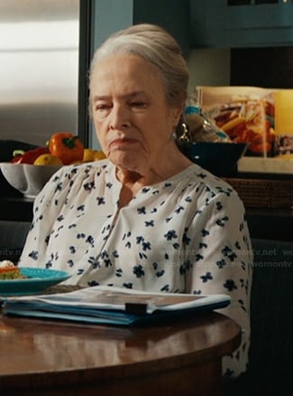 Madeline’s white printed blouse on Matlock