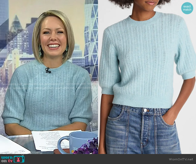 Madewell CloudSoft Short Sleeve Sweater in Mint Blue worn by Dylan Dreyer on Today