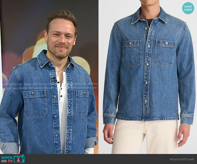 Madewell Denim Shirt Jacket in Salvatore Wash worn by Sam Heughan on Today