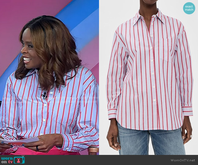 Madewell Easy Button Down Shirt in Tranquil Blue worn by Jacqueline Coley on Today