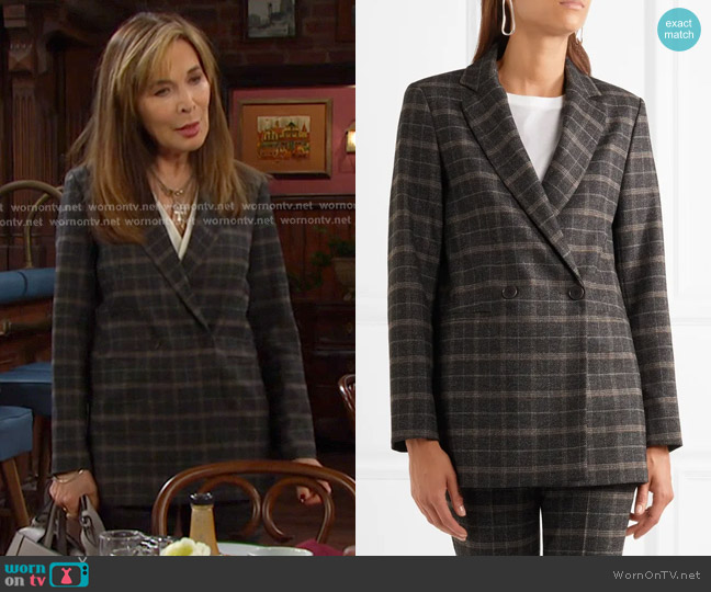 Maje Checked Stretch-felt Blazer worn by Kate Roberts (Lauren Koslow) on Days of our Lives