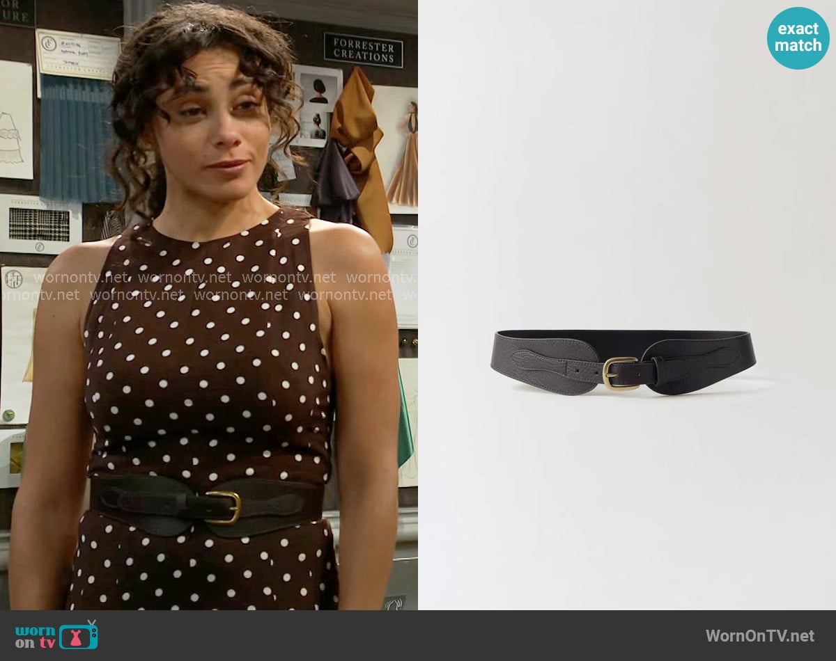Mango Leather Obi Belt worn by Daphne Rose (Murielle Hilaire) on The Bold and the Beautiful