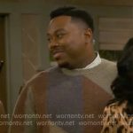 Marty’s brown colorblock sweater on The Neighborhood