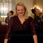 Mary’s burgundy foil detail dress on Imperfect Women