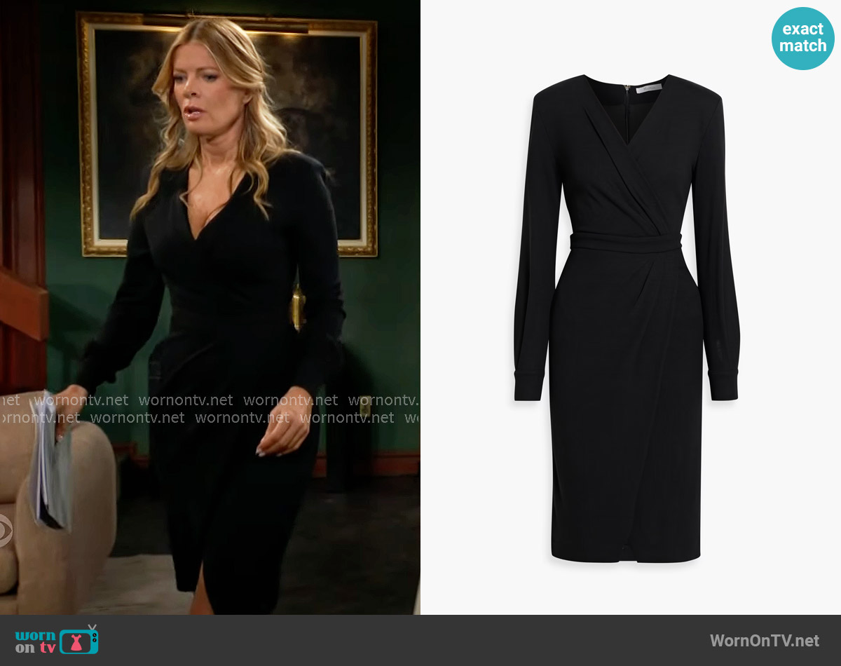 Max Mara Virtus wrap-effect jersey dress worn by Phyllis Summers (Michelle Stafford) on The Young and the Restless