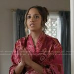 May’s red print satin robe on 9-1-1