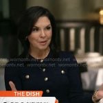 Meg Olivers’ black cardigan with gold buttons on CBS Mornings