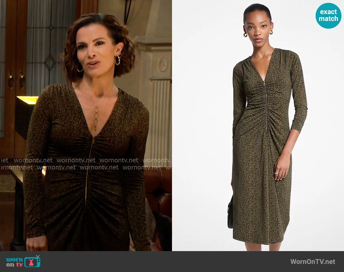 MICHAEL Michael Kors Paisley Print Stretch Matte Jersey Midi Dress worn by Chelsea Lawson (Melissa Claire Egan) on The Young and the Restless