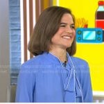 Michaeleen Doucleff’s blue tie-neck blouse on CBS Mornings
