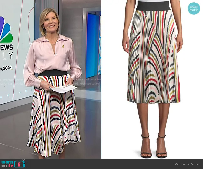 Milly Multicolor Pleated Twill Skirt worn by Kate Snow on NBC News Daily