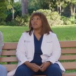 Miranda’s black and burgundy sneakers on Greys Anatomy