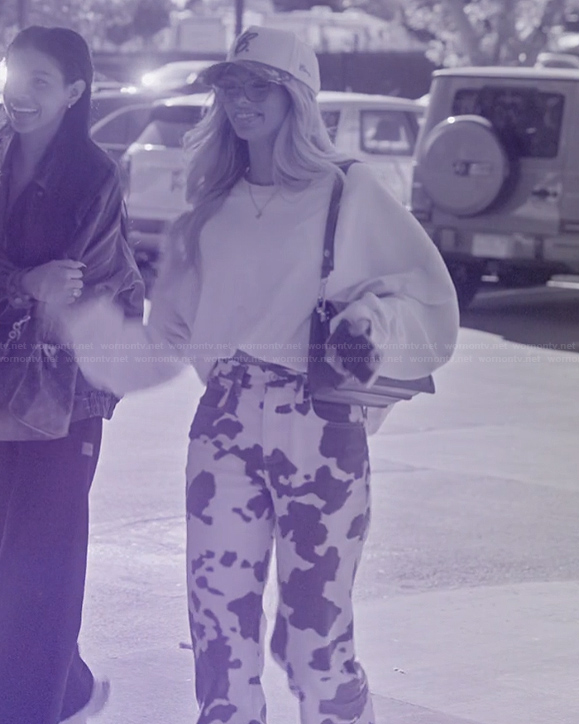 Miranda’s cow print pants on The Secret Lives of Mormon Wives