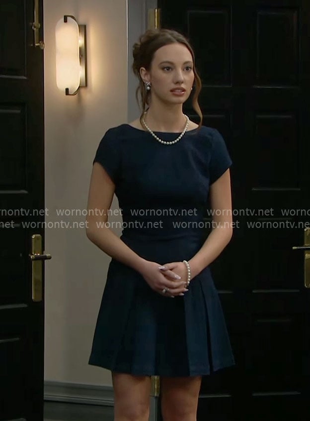 Miss Dylan’s pleated denim mini dress on The Bold and the Beautiful