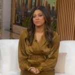 Morgan’s mustard belted stripe dress on Good Morning America