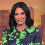 Darlene’s navy and green print ruched dress on Today
