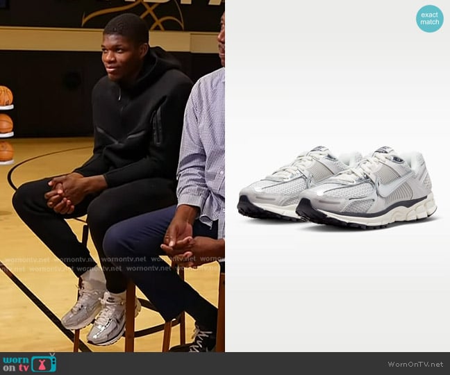 Nike Zoom Vomero 5 Sneakers in gray and silver worn by Cedric Coward on Today