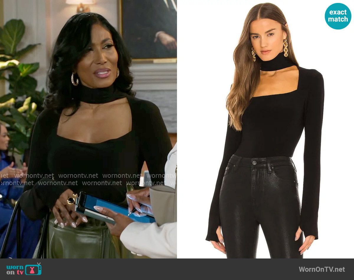 Norma Kamali Cut Out Turtleneck Top worn by Dana 'Leslie' Thomas (Trisha Mann-Grant) on Beyond the Gates