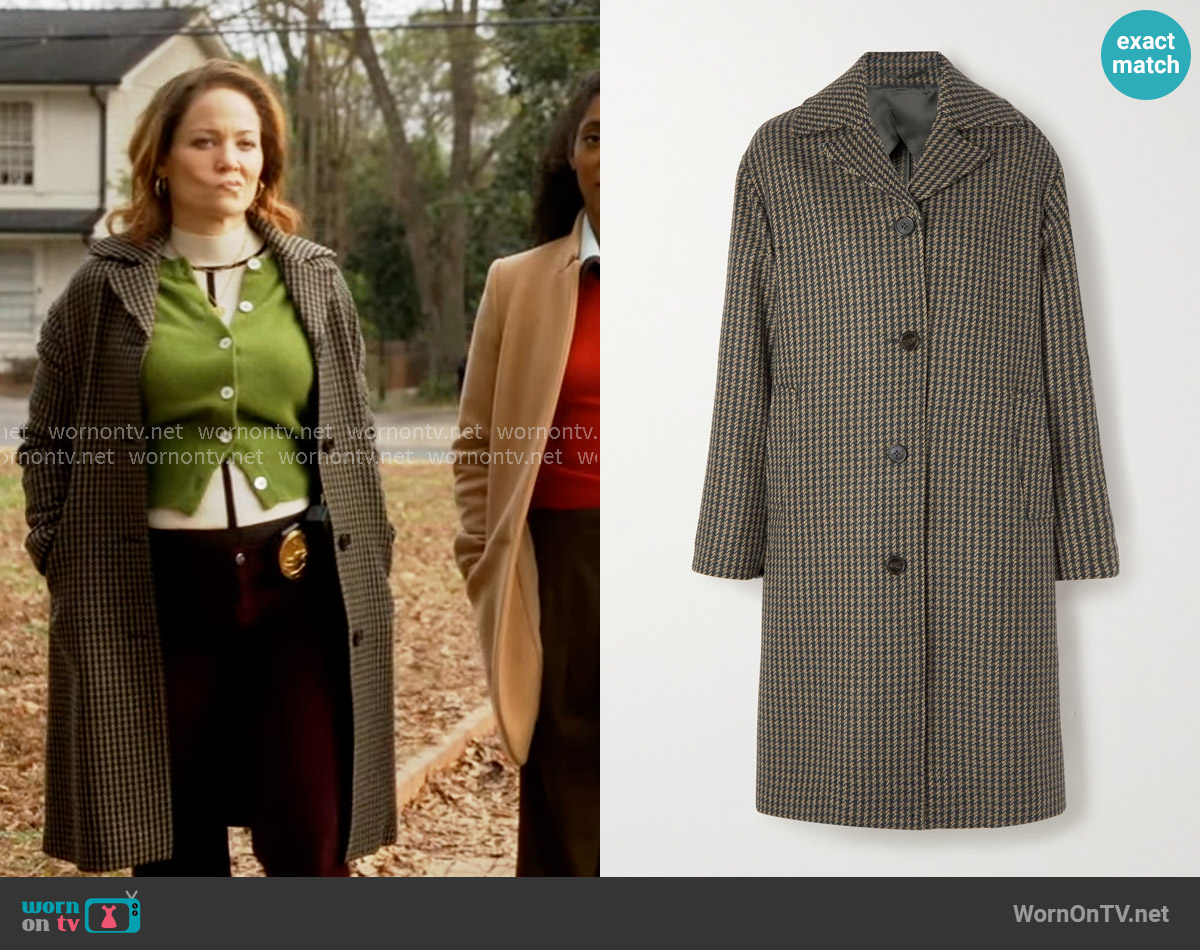 Officine Generale Loriane Houndstooth Wool-blend Coat worn by Angie Polaski (Erika Christensen) on Will Trent