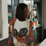 Olympia’s embellished tee and coat on Matlock