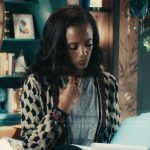 Olympia’s printed cardigan on Matlock