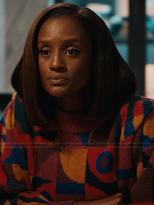 Olympia’s multicolored knit sweater on Matlock