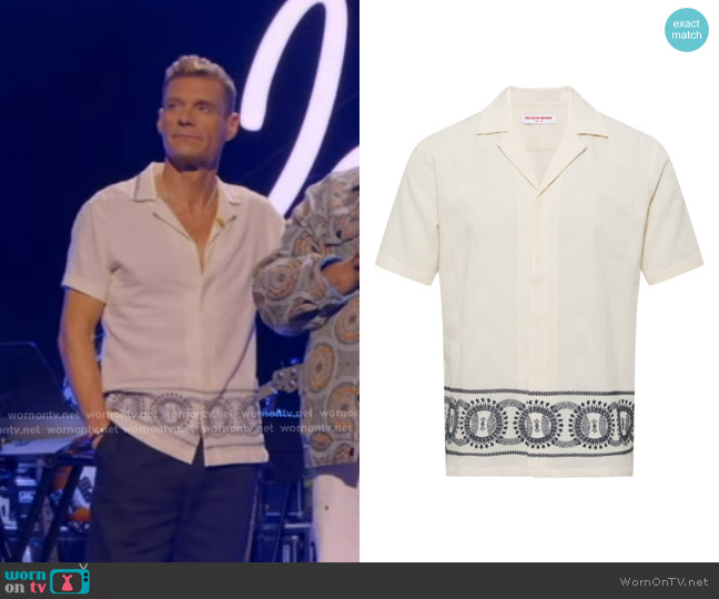 Orlebar Brown Maitan Embroidered Shirt worn by Ryan Seacrest on American Idol