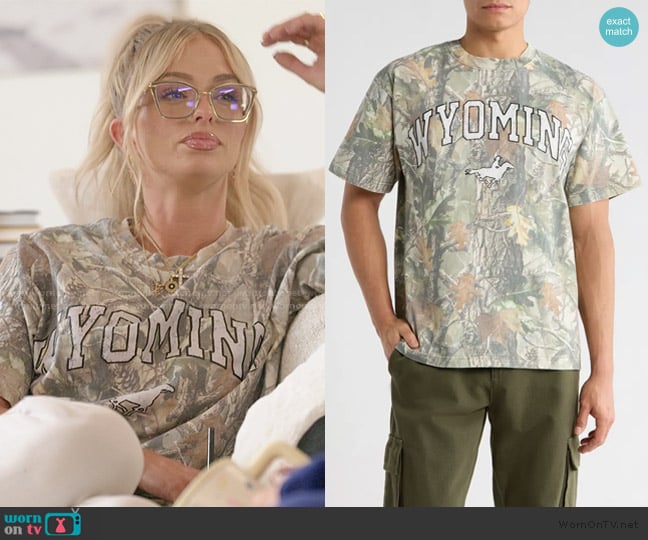 Pacsun Wyoming Camo Cotton T-Shirt worn by Miranda McWhorter on The Secret Lives of Mormon Wives