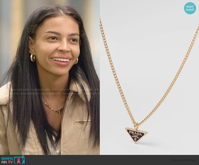 Prada Eternal Gold pendant necklace in yellow gold with diamonds worn by Layla Taylor on The Secret Lives of Mormon Wives