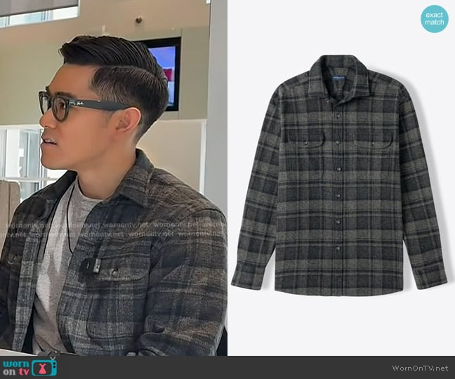 Proper Cloth The Japanese Low Twist Shirt in Charcoal Plaid worn by Brian Cheung on Today