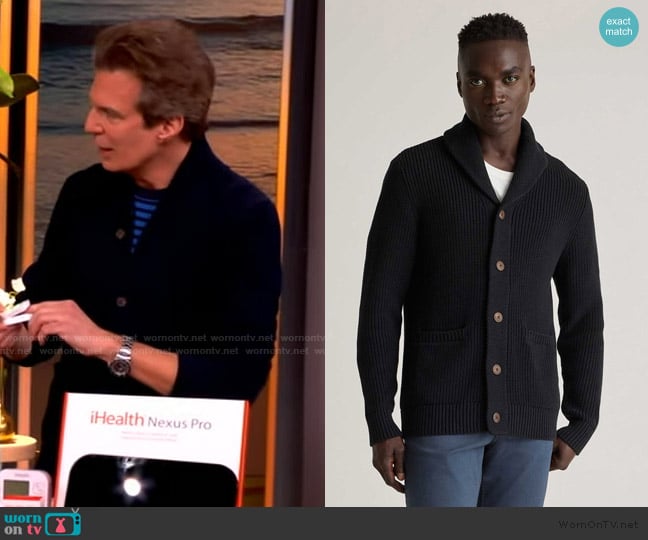 Quince Organic Cotton Shawl-Collar Cardigan Sweater worn by Adam Glassman on The View