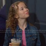Rachel’s dark blue denim jacket on Days of our Lives