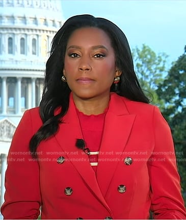 Rachel’s orange double breasted blazer on Good Morning America