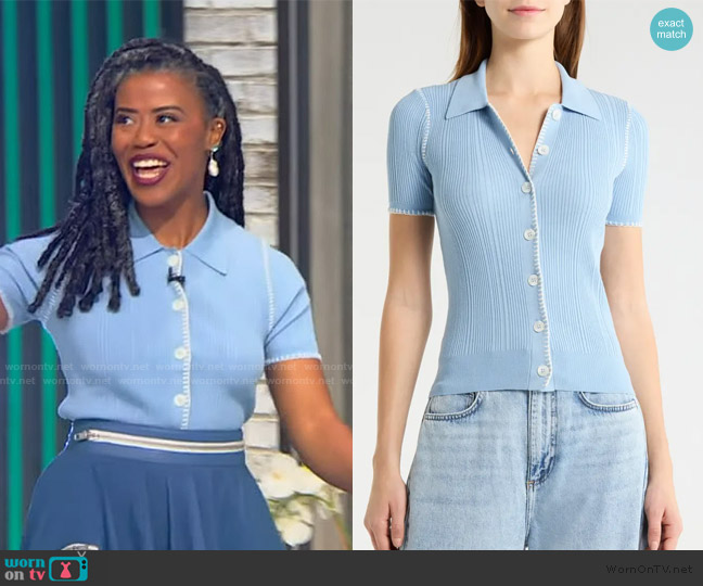 Rag and Bone Harper Short Sleeve Cardigan worn by Faith Roberson on Tamron Hall Show