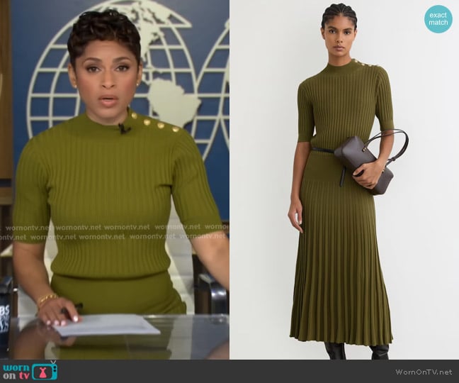 Reiss Harriet Dress worn by Jericka Duncan on CBS Evening News