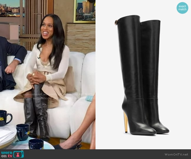 Roberto Cavalli Leather Knee-High Boots worn by Kerry Washington on Good Morning America