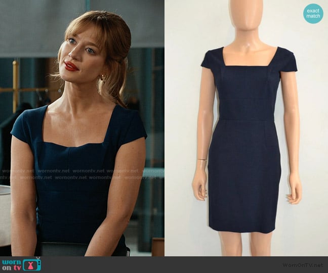 Roland Mouret Navy Cap Sleeve Dress worn by Shae Banfield (Yael Grobglas) on Matlock