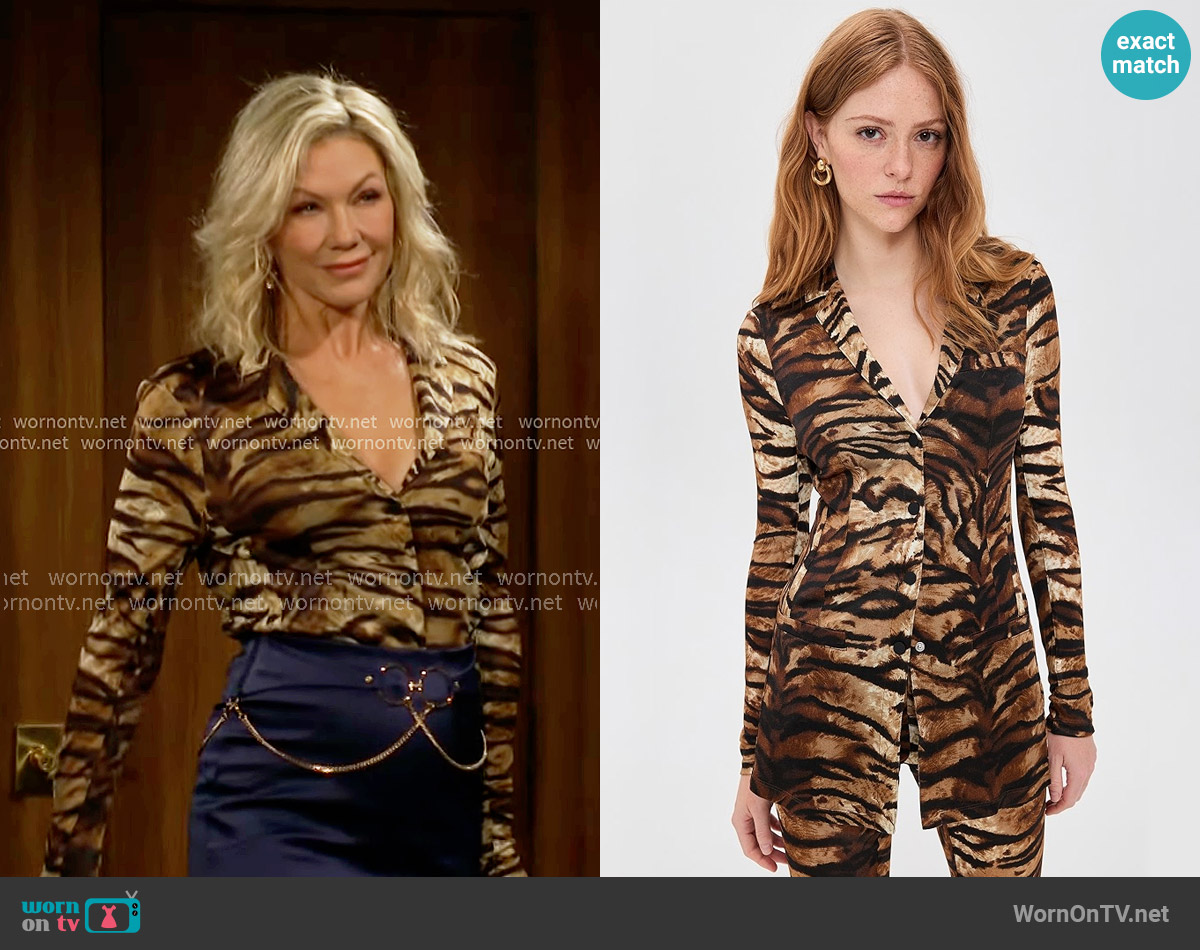 Ronny Kobo Zena Top in Tigers Eye worn by Patty Williams (Stacy Haiduk) on The Young and the Restless