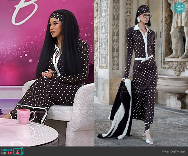 Rowen Rose Polka-dots Long-sleeves Polo worn by Cardi B on Today