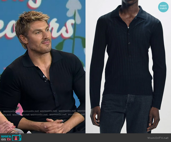 Saint Laurent Wool Long-Sleeve Polo Shirt worn by Chris Appleton on Today